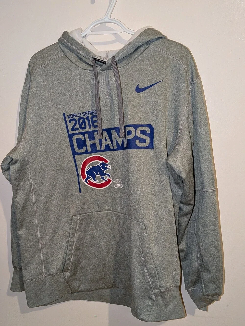 Nike Gray Pullover Hoodie with Blue and Red Cubs Logo